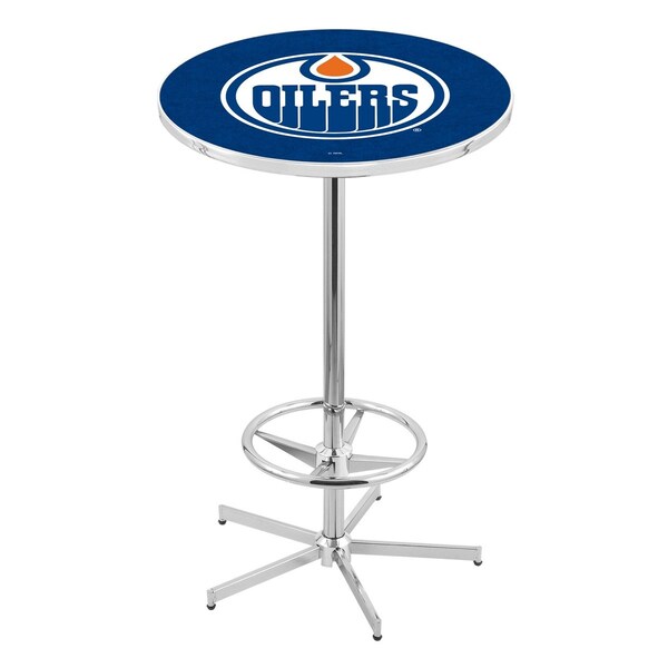 Holland Bar Stool Co 42" Chrome Edmonton Oilers Pub Table L216C4228EdmOil - main
